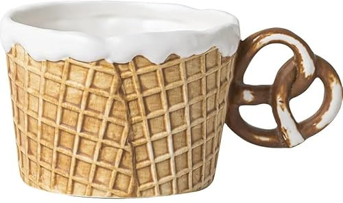 Crepundia Tasse à Café avec Soucoupe, Tasse À Eau Forme Biscuit,jolie Céramique For L'après-midi Au Bureau,café,lait For Petit-déjeuner Maison,assiette Dessert,ensemble Boissons(Mug-B1)