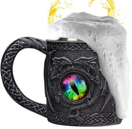 Beer Pitcher - Dragon Themed Mug 500ml Celtic Norse Medieval Fantasy Design Collectible Drink Mug Detailed Embossed Illustrations Excl Accessory