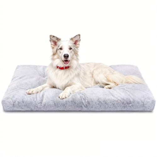 Nobleza - Hundematte Waschbar, Hunde Reisebett mit 6-Punkt-Steppung & Rutschfester Unterseite, Superweich & Transportabel für Käfig, Auto oder Zuhause - M, 95 * 60 * 10cm, Grau