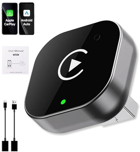 Adattatore Wireless 2-in-1 per CarPlay & Android Auto – Upgrade 2026, Adattatore USB/Type-C senza fili, Connessione Veloce e Stabile senza Ritardi, Compatibile con iOS 10+ e Android 11+