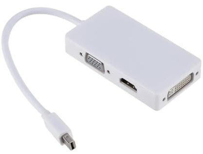 Cable Adaptador DisplayPort a VGA DVI 4K 3 en 1, convertidor Thunderbolt Mini DP a 1080P for Mac, portátiles y PC(White)