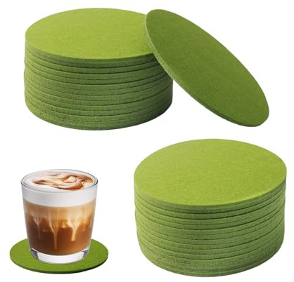 Luckwaii Untersetzer Gläser Filz 30 Stück Filzuntersetzer Rund 10cm Grün | Glasuntersetzer Filzunterlage Bierdeckel Tischuntersetzer Green Felt Coasters Hitzebeständig für Tassen Tisch Bar Getränke