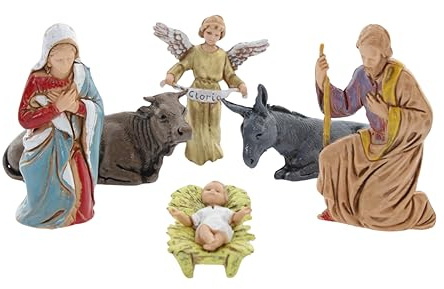 Moranduzzo Natividad 6 Figuras para Belén de 8 cm – Compact 8 – Escala 1:22 – Figuras Irrompibles Acabadas a Mano, Estilo ’700, Escultor M. Landi, Made in Italy