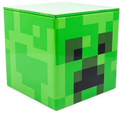 Minecraft Creeper - Caja de almacenamiento de lata de 4 pulgadas con tapa, contenedor de cesta, organizador de armario, decoración del hogar, accesorios de sala de juegos, juguetes de videojuegos,