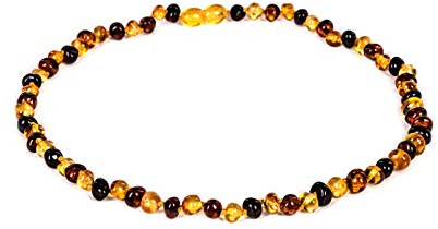 AMBERAGE Natural Baltic Amber Necklaces for Women - Hand Made from Polished/Certified Baltic Amber Baroque Beads/Quality Guaranteed (3 colors) (45cm- 17.72INCH) (MULTI WITH NO MATT)