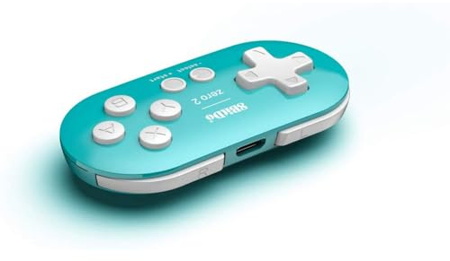 8Bitdo Zero 2 Bluetooth Gamepad Keychain Sized Mini Controller for Switch, Windows, Android, macOS & Raspberry Pi(Turquoise Edition)
