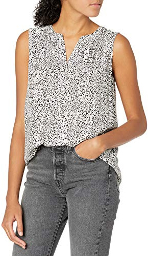 Amazon Essentials Camisa Tejida sin Mangas con Cuello en V Mujer, Mini Leopardo, XS