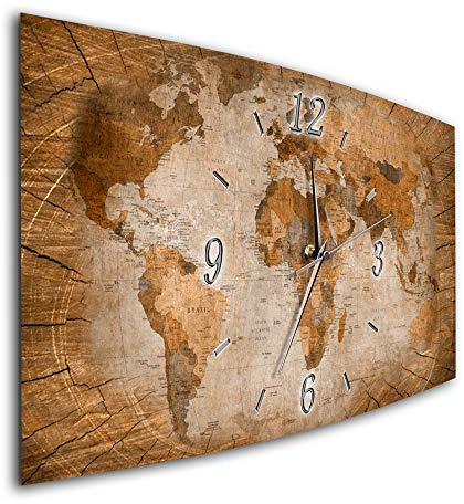 BM Funk Quarz Wanduhr Funkwanduhr Funkwanduhren Funkuhr Funkuhren kein Ticken lautlos geräuschlos leise modern ohne Tickgeräusche groÃŸ XXL Wohnzimmer Küche Weltkarte Länder Erde 7829-1a