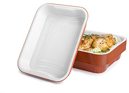 CONTITAL AS223050 | Vaschette Alluminio 8 Porzioni Laccato Bianco/Rame, Extra-Rigide | Contenitori Monouso | Teglie Alluminio per Alimenti, Microonde e Asporto | 25 Pezzi
