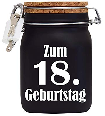Spardose zum 18. Geburtstag Geld Geschenk Idee Schwarz L