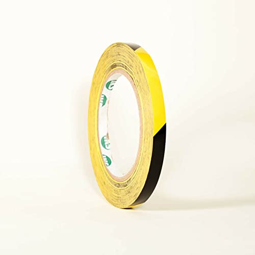 Bodenmarkierungsband Warnband 9 mm x 33 m Gelb/Schwarz selbstklebend I Bodenklebeband zur Boden- und Sicherheitsmarkierung I Markierungsband, Klebeband (9mm x 33m, Gelb/Schwarz)