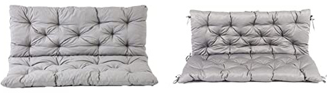 Ambientehome 3er Bank Sitzkissen und Rückenkissen Hanko, grau, ca 150 x 98 x 8 cm, Bankauflage, Polsterauflage & Auflage mit Rückenteil für 2er Bank EVJE Bankauflage Sitzkissen in Hellgrau