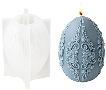 Ostern Silikonform 3D Ostereier Silikonform, Ostern Kerzenformen Seifenform Ei Silikon Backform Blume Ostereiform für DIY Tortendeko, Schokolade, Seife, Sojawachs Kerzen, Ostergeschenke (C)
