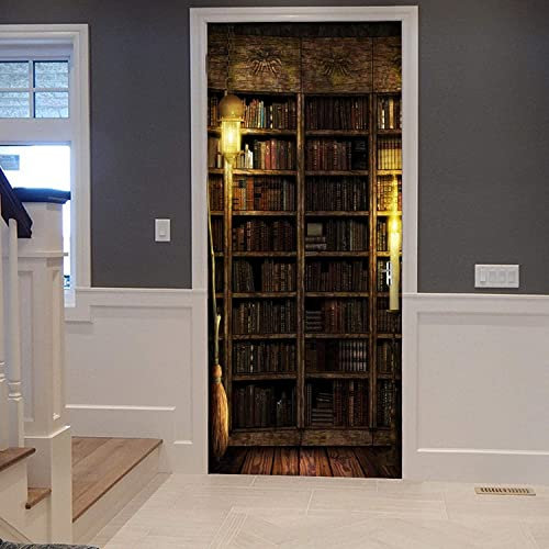 Türposter - 3D Türaufkleber Selbstklebend Diy Türbild,Türfolie,Türtapete Fototapete, Bücher Bücherregal Bücherregal 80 X 200 Cm Kunst Tür Wandbilder,Für Tür,Wohnzimmer,Schlafzimmer,Küche Und Bad - Tü