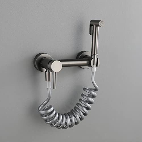 WC-Dusche-Spray-Mischbatterie-Set, grauer heißer und kalter Handsprüher, Shattaf-WC-Aufsatz, Einhand-Badezimmer-WC-Bidet-Mischer-Spray-Kit, Federschlauch