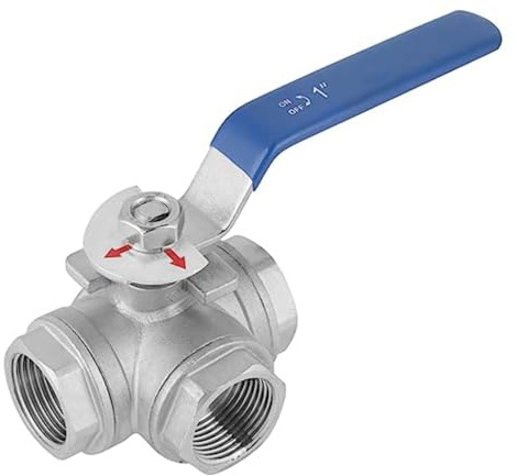 VOBOR Universal Kugelhahn,1 Stück 1 Zoll 304 Edelstahl 3 Wege Kugelhahn Hohe Plattform T-Typ DN25 Innengewinde Kugelhahn für Wasser,Öl und Luftleitungen