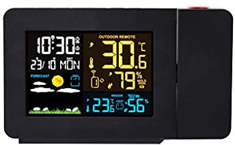Samnuerly Estación meteorológica, Reloj Despertador Digital, proyector de Tiempo, medidor de Humedad y Temperatura, Alarma Dual, Relojes de Mesa de Escritorio