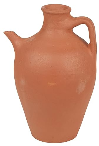 Handgefertigte, dekorative Vase aus natürlichem Terrakotta, antiker römischer Stil, klein oder groß, Juge-Vase mit Griff und Ausgießer (groß mit Griff und Ausgießer)
