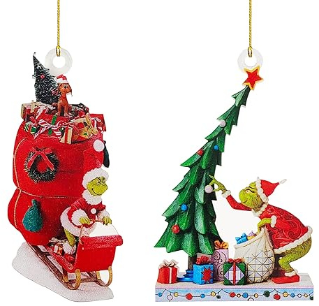 2 Stück Personalisierte Weihnachtsschmuck Kit,Acryl Weihnachtsbaum Ornamente,Weihnachtsbaum Anhänger,Weihnachtsdekorationen Zubehör (Rot-B)