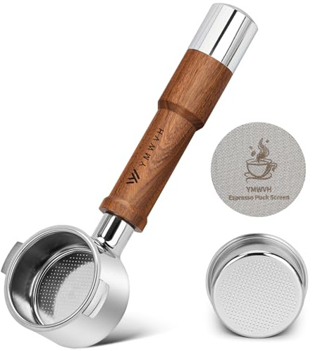 51mm Bottomless Portafilter for Delonghi Stilosa ECP3420/BCO430/EC260/155 | YMWVH Espresso Portafilter 51mm 2 Ears with Puck Screen, Stainless Steel Basket, Rosewood Handle