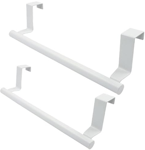 Coufce Lot de 2 porte-serviettes de 22,9 cm, barre porte-serviettes blanche en acier inoxydable, barre porte-serviettes pour porte d'armoire, pour cuisine et salle de bain
