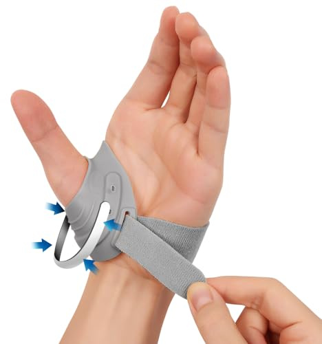 INSTINNCT CMC Thumb Brace for Men and Women, CMC Joint Support Stabilizer for Instability, Tendonitis, Thumb Joint Discomfort, Adjustable Thumb Support, Grey, Left Hand, Medium