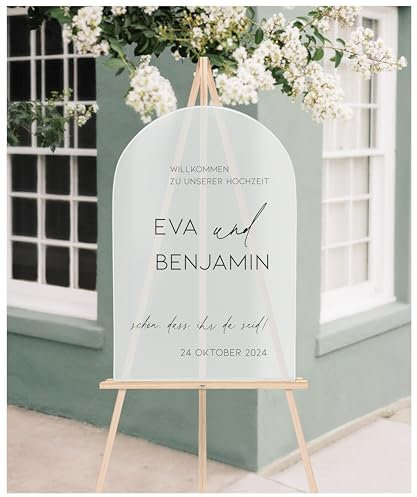 Manschin Laserdesign Willkommensschild Aluverbund personalisiert - Made in Germany - Welcome Willkommen Schild für Hochzeit (90x60cm)