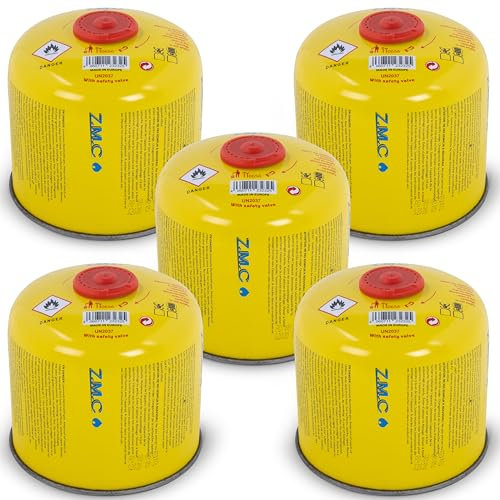 ZMC 5X Gaskartuschen 300g, Schraubkartusche 600ml mit Propan/Butan Gas, EN417 Eurogewinde 7/16, Ventilkartusche Gaskartusche passend für Gaskocher, Gasbrenner, Unkrautbrenner, Camping & Weber Grill