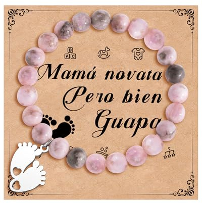 CheersLife Bracelet Future Maman Cadeau Enceinte Femme Idee Cadeau Fete des Meres Maman Jeune Grossesse Original Bijoux Femme Perles Anniversaire Idée Cadeaux Bébé à Naître pour Nouvelle Mere ES