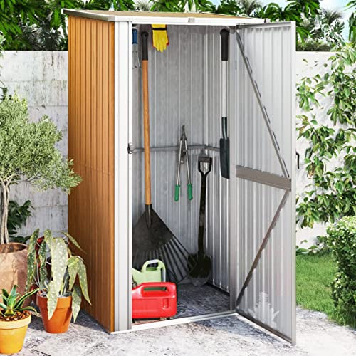 BaraSh Cobertizo de jardín Acero galvanizado marrón 118,5x97x209,5 cm Armario Exterior Terraza Pergolas De Jardin