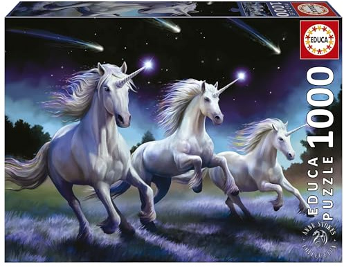 Educa Unicorns, Anne Stokes | 1000 Piece Puzzle for Adults. Measurements: 68 x 48 cm. Includes Glue Fix Puzzle. From 14 years old