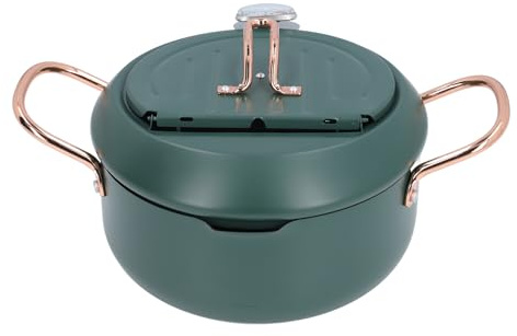 Japanese Style Frying Pot with Oil Temperature Gauge and Double Handles Iron Cooking Pot, Ideal for Deep Frying, Stir Frying, Stewing, Cooking Soup, Suitable for Home Users,