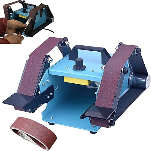 Máquina Industrial Amoladora lijadora Banda automática 950 W, Amoladora Banda Banco Doble Extremo, ángulo Pulido/Velocidad Ajustable, para Filo Cuchillo/Madera