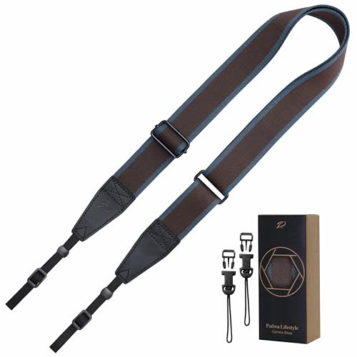 Padwa Lifestyle Adjustable Camera Strap - 1.5 Top Layer Cowhide Head Camera Straps for Photographers, Cotton Adjustable Neck Shoulder & Crossbody Strap Quick Release for All Cameras and Binoculars