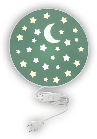 Niermann Standby Wandleuchte Salbeigrün mit Sternen, 1 x E14, max. 10 Watt, Made in Germany, Kinderleuchte, Kinderlampe