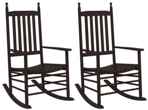 vidaXL Schaukelstühle 2 STK., Schaukelstuhl mit Gebogenen Sitzen, Schaukelsessel für Garten Terrasse Balkon, Relaxstuhl, Braun Pappelholz