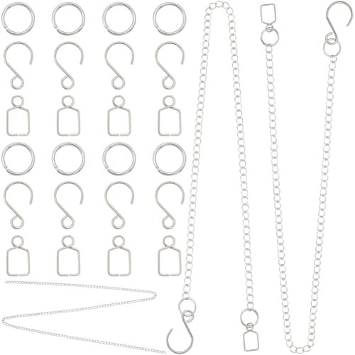 SOFPLATE 1 boîte de 10 chaînes et Crochets D'Attrape Soleil de 39.4 pouces Chaîne Suspendue en Laiton Kits de Chaînes de Suspension à Boule de Cristal avec Anneaux de Crochet Collants pour Bricolage D