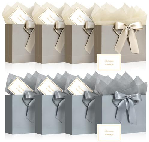 BBLIKE Geschenktüten Geschenktüte mit Henkel - 8 Geschenktasche + 8 Grußkarten + 8 Sydney Paper, Geschenktaschen, Geschenkverpackung für Geburtstag, Geschenk, Feier, Hochzeit