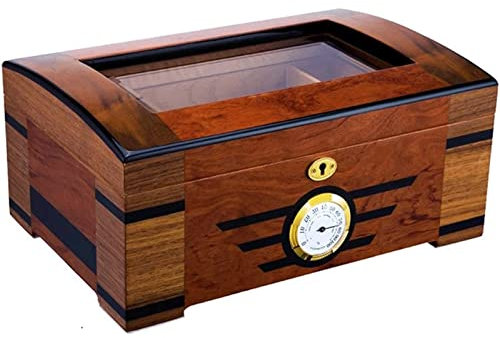 WOYZDQ Geschenk Transparente Zigarrenkiste mit Schiebedach aus Glas, Zigarrenhumidor mit großem Fassungsvermögen und mechanischem Hygrometer, Humidor mit hohlem Tablettdesign Zigarren Humidore