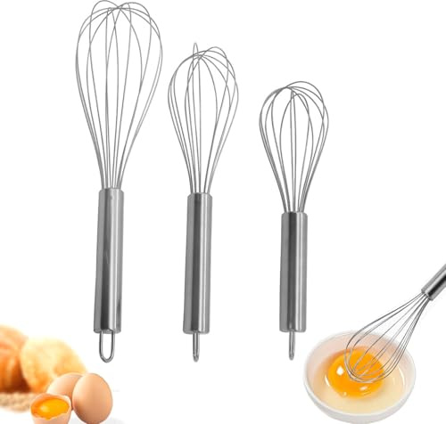 Ensemble fouet inox, batteur à main, rotatif semi-automatique, Pour mélanger les ingrédients en battant lors de la cuisson de la pâtisserie à la maison, batteur 3 pièces