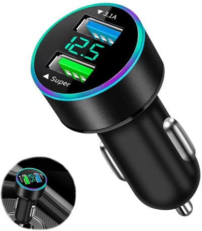 Chargeur USB Rapide DONOONIS, 66W Super 3,1 A Prise Allume Cigare USB, 2 Ports, Bluetooth, Voltmetre pour Téléphone Portable De Voiture (Noir)