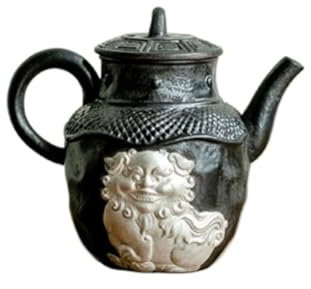MPOPO Herbal Tea Pot Black Gold Glaze Teapot Simple Filter Tea Brewer Ceramic Kung Fu Tea Set Chinese Antique Teapot Decorative Teapot Loose Leaf Tea Steeper