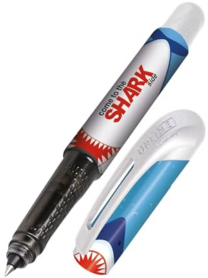 Online College Shark Tintenroller mit Patrone, ergonomischer Rollerball für Rechtshänder und Linkshänder mit Tier-Design, inkl. Kombipatrone blau, made in Germany