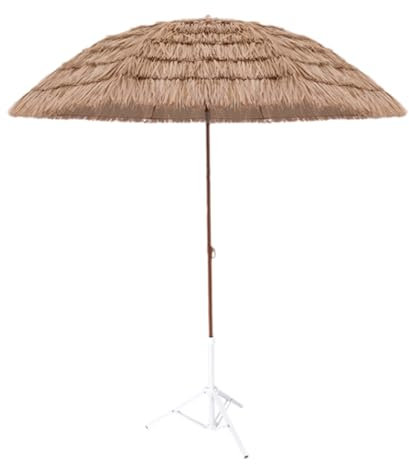 Paraguas De Paja,Sombrilla Playa De Paja,Hawaiano Parasols De Paja,Sombrilla De Playa Hawaiana con Soporte,Sombrilla Hawaiana Grande,Inclinable Ajustable,ProteccióN Solar