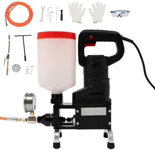 AXGCAA High Pressure Grouting Machine, 1100W Electric Grout Mortar Plugging Machine with 2L Barrel, Grouting Injection Pump with Pressure Gauges, for Concrete and Waterproofing Crack Repair