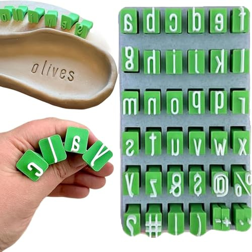 Set Timbri Alfabeto per Argilla e Ceramica, Timbri Lettere Maiuscole e Minuscole, Strumento per Stampe Artigianali DIY, Stampa Personalizzata per Tazze e Gioielli (Alfabeto Minuscolo)