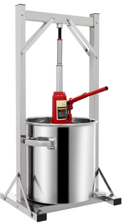 MJMLUCK Pressoir à Fruits et vin en Acier Inoxydable 10 L/2,6 gallons, Grand presseur à Fruits et à Miel, Presse-cidre Manuel en Forme de T, extracteur de jus de Pommes pour la Fabrication