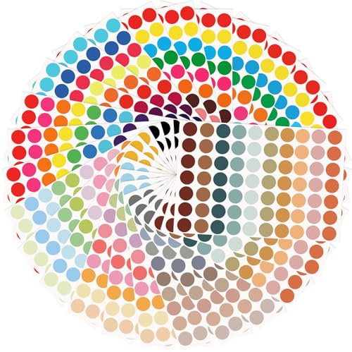 1890 Stück Bunte Klebepunkte, 19mm Aufkleber Punkte Farbig, Bunte Dots Sticker Rund, Farbige Etiketten Markierungspunkte Selbstklebend, für Büro Schule Zuhause &DIY (27 Blatt)