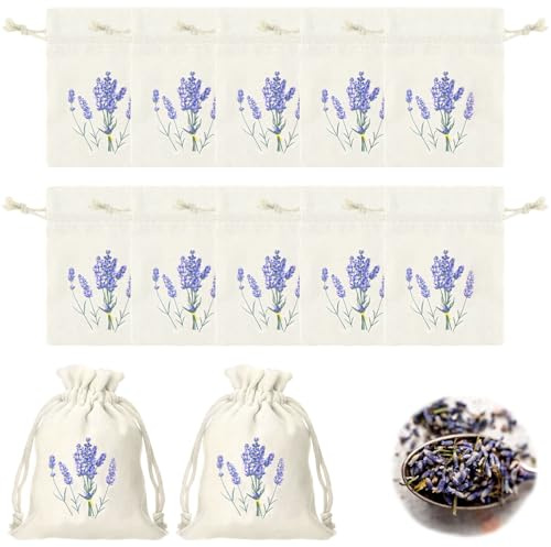 12 Stück Lavendelsäckchen Leer, Lavendel Gemustert Kleine (Variante B) | Säckchen zum Befüllen, Lavendel Duftsäckchen Leer, Lavendelblüten Baumwollsäckchen Leer mit Kordelzug für Schmuck Gewürze