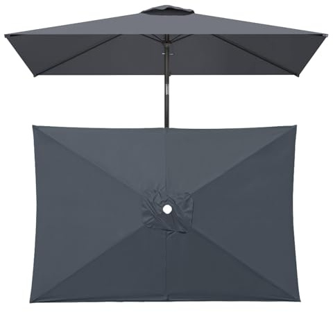 WORDFUN Toldo De Repuesto Rectangular para Sombrilla 2x3, Cubierta De Parasol, Protección UV, Impermeable, Lona De Repuesto para Patio, Jardín, Terraza, Sombrilla De Mesa, Sombrilla De Mercado(Gray)